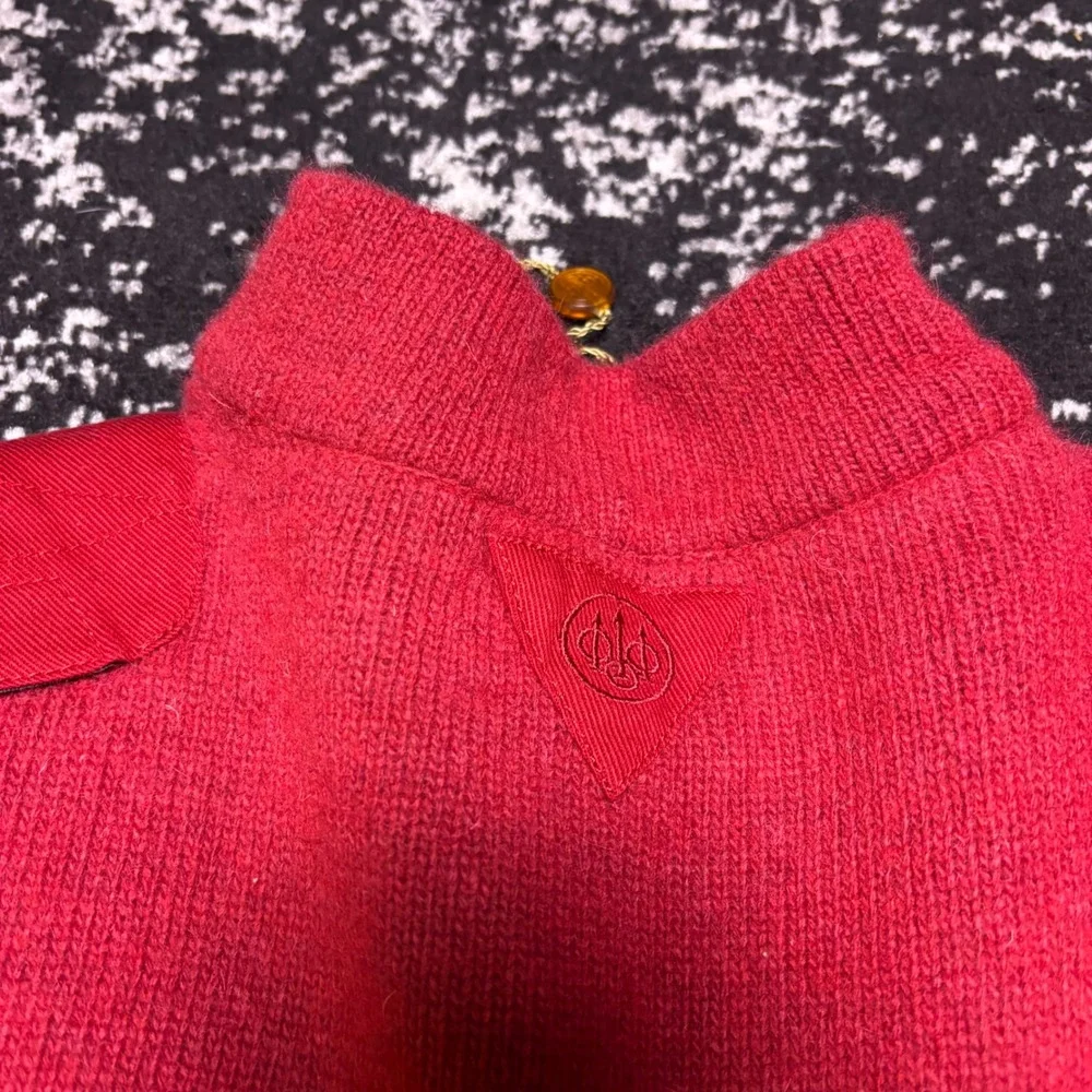 Beretta Mens Red Lambswool Blend Quarter Zip Shooting Sweater XL Patch Elbows